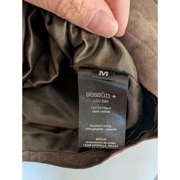 NWT Sessun Genuine Real Leather Suede Brown Shift Mini Dress Medium - Picture 6 of 14